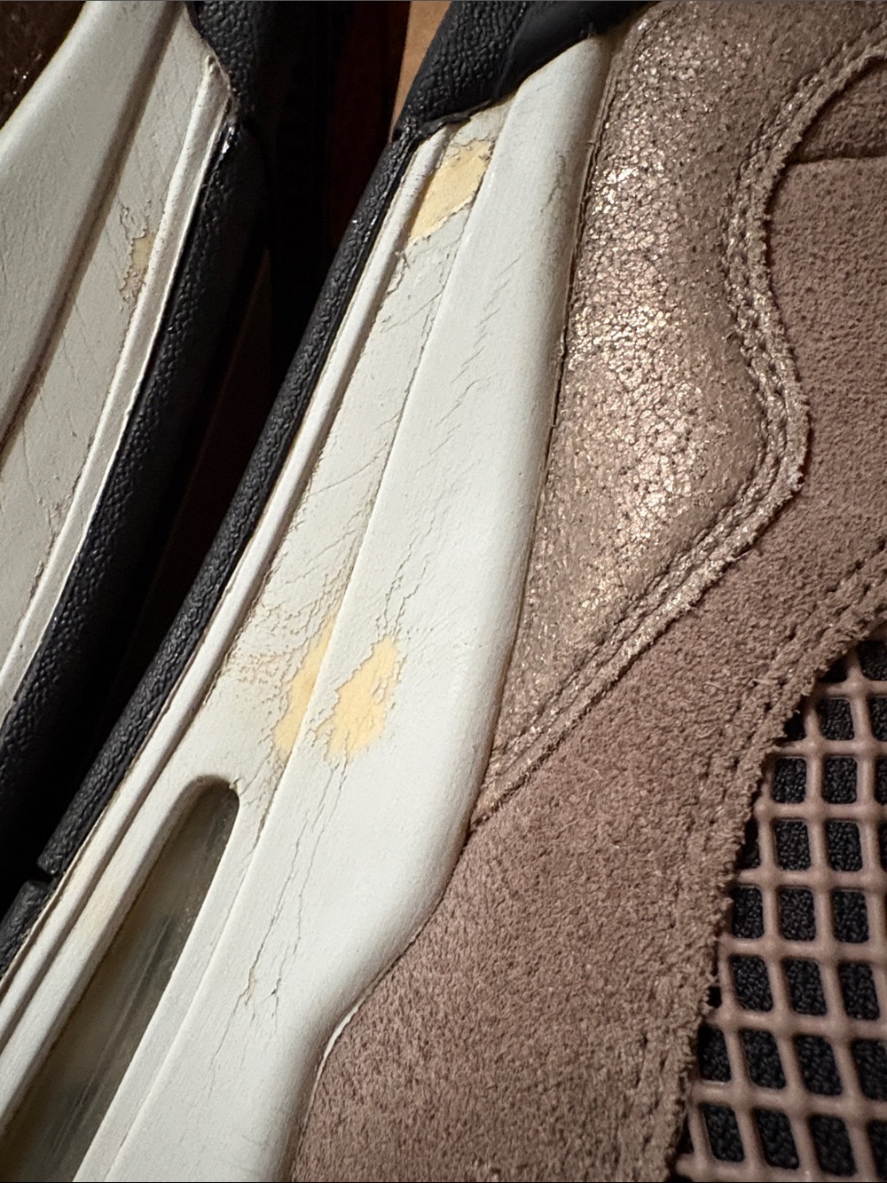 Jordan Men’s Suede Sneakers in Taupe Haze with Black and Red Accents - Picture 5 of 11